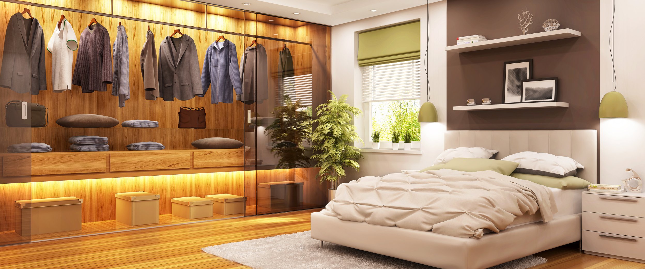 Modern wardrobe in bedroom